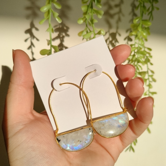 🌹The Quiet Luxury Collection🌹 Real Moonstone Gold Plated Earrings - Picture 6 of 17